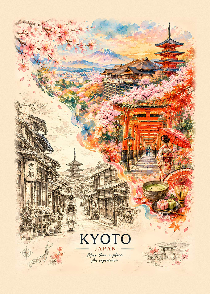 Kyoto Japan Travel Poster Art