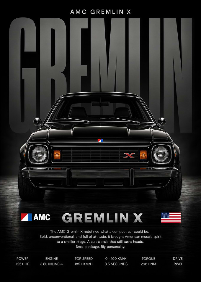 AMC Gremlin X Classic Car Poster