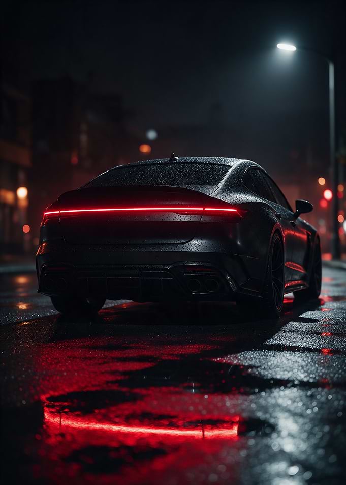Black Sports Car at Night