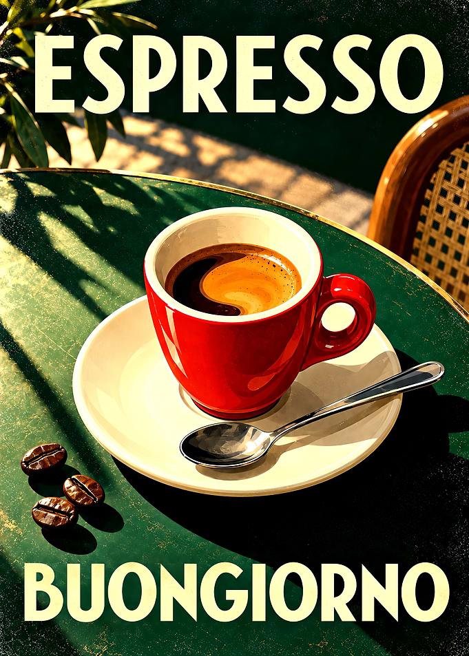Espresso Buongiorno Vintage Coffee Poster