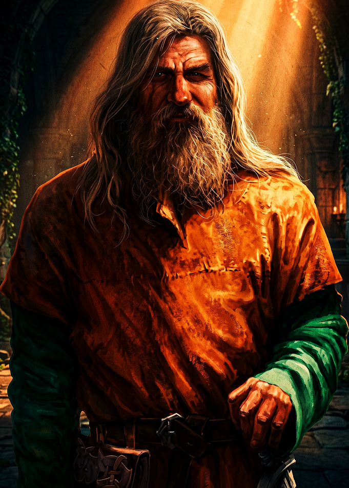 Wise Bearded Man in Medieval Attire