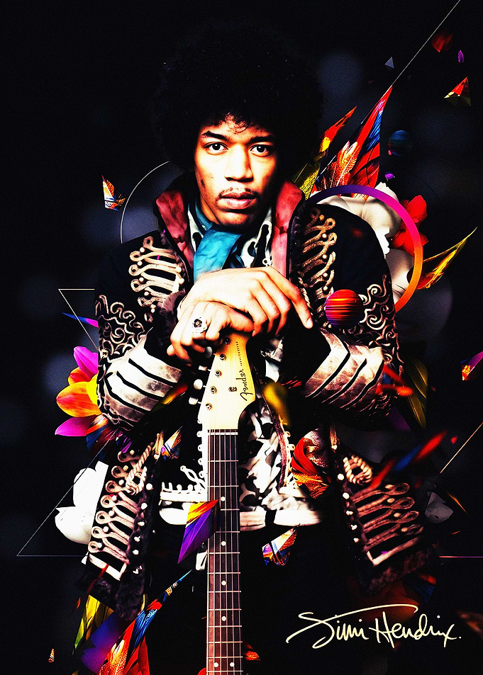 Jimi Hendrix Artistic Portrait Poster