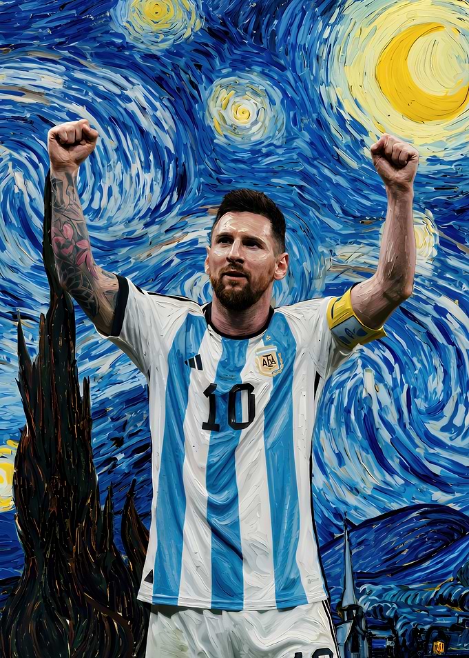 Lionel Messi Starry Night Portrait