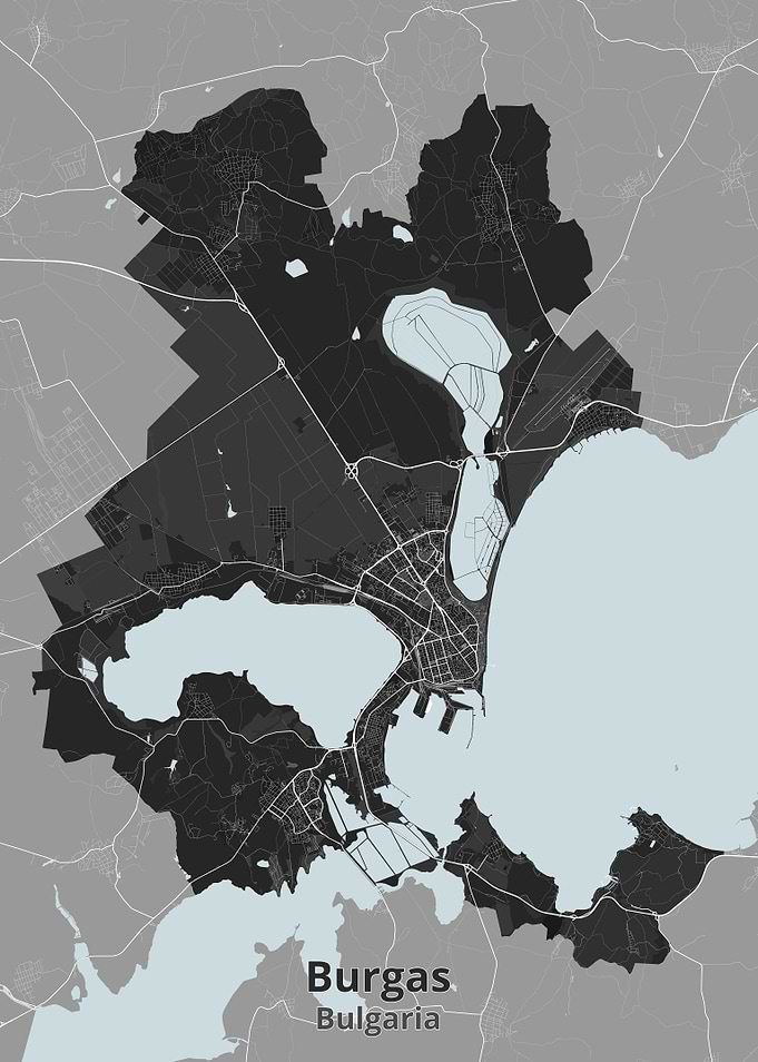 Minimalist Map of Burgas, Bulgaria