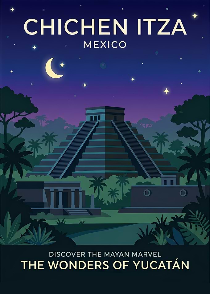 Chichen Itza Mexico Travel Poster
