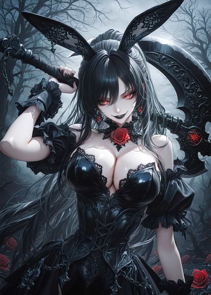 Gothic Bunny Girl with Scythe