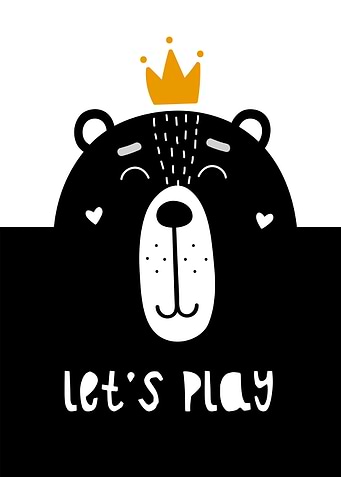Cute Bear King Let's Play Poster