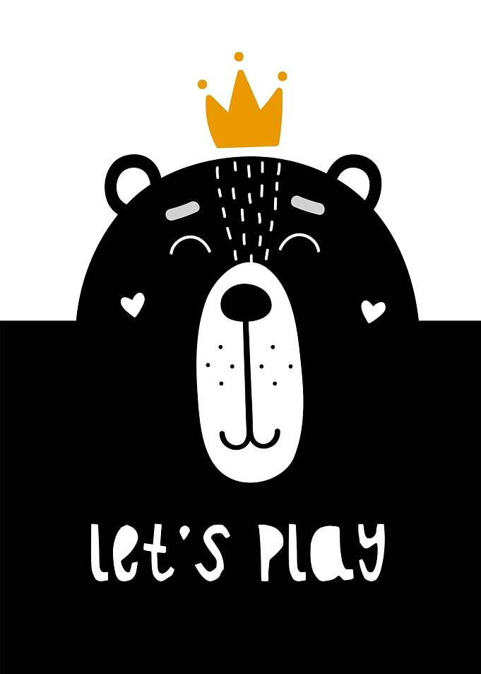 Cute Bear King Let's Play Poster
