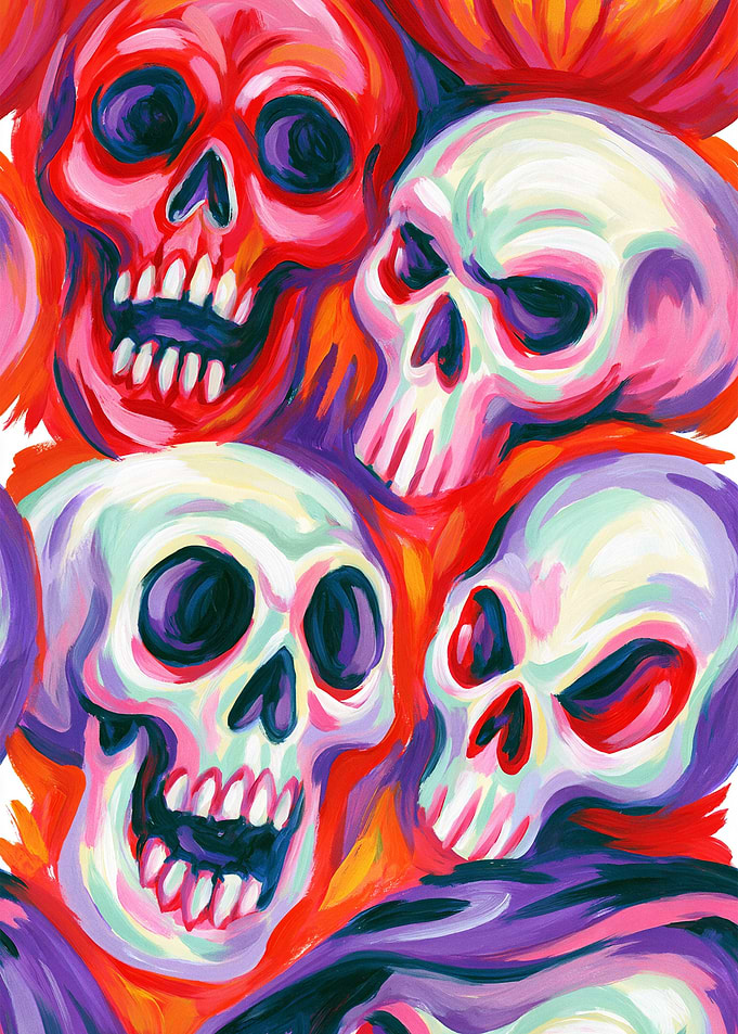 Vibrant Painted Skull Pattern