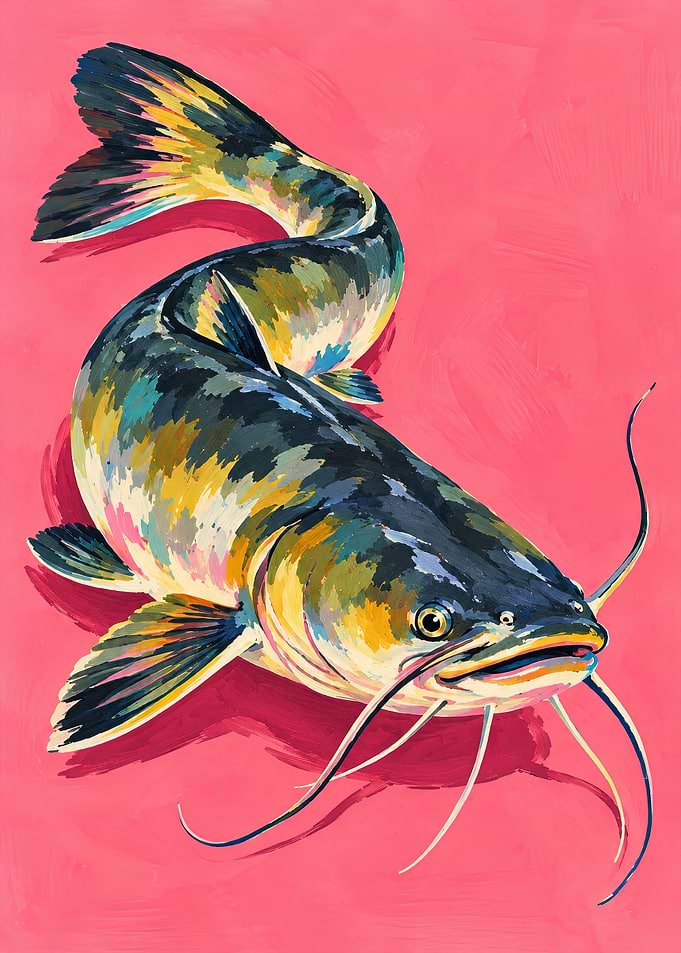 Catfish Wall Art – Colorful Freshwater Fish Poster