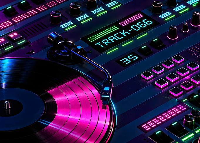 Neon DJ Turntable Music Console