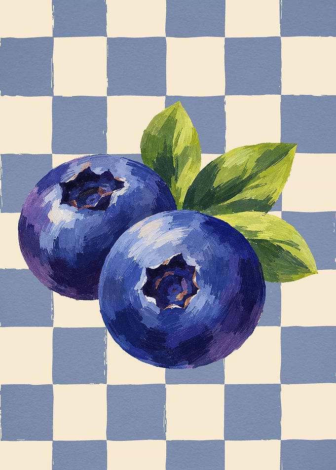 Blueberry Kitchen Wall Art – Watercolor Fruit Poster