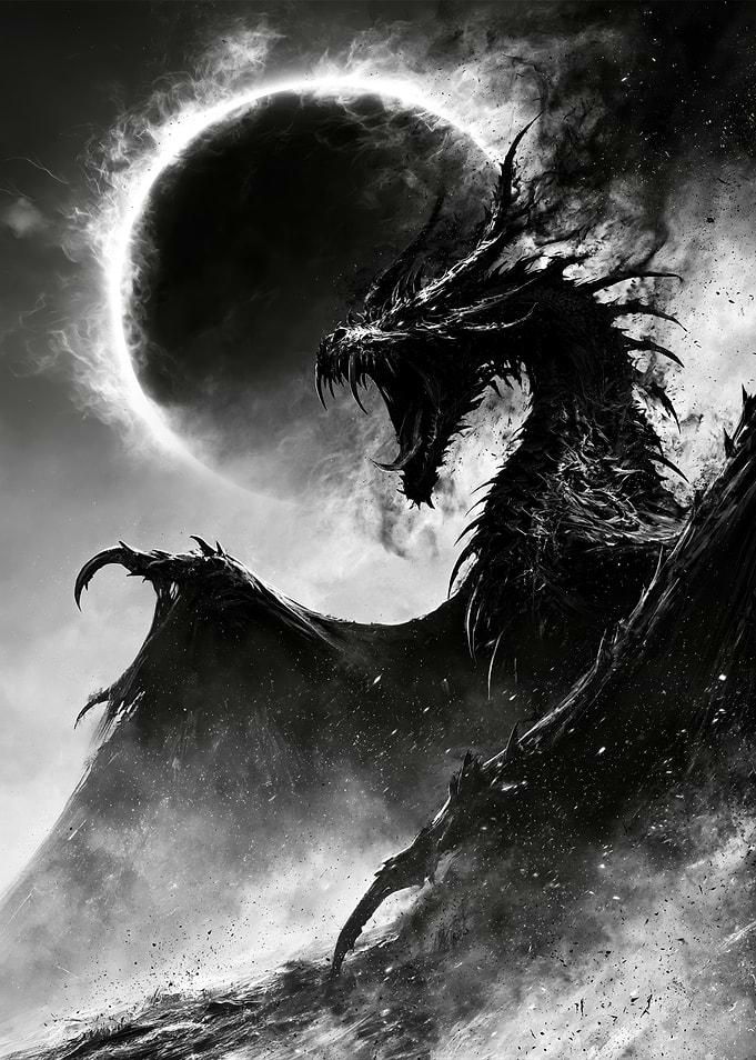 Black Dragon Under Solar Eclipse