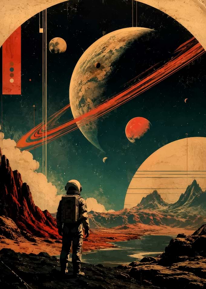 Astronaut Exploring Alien Planet Landscape