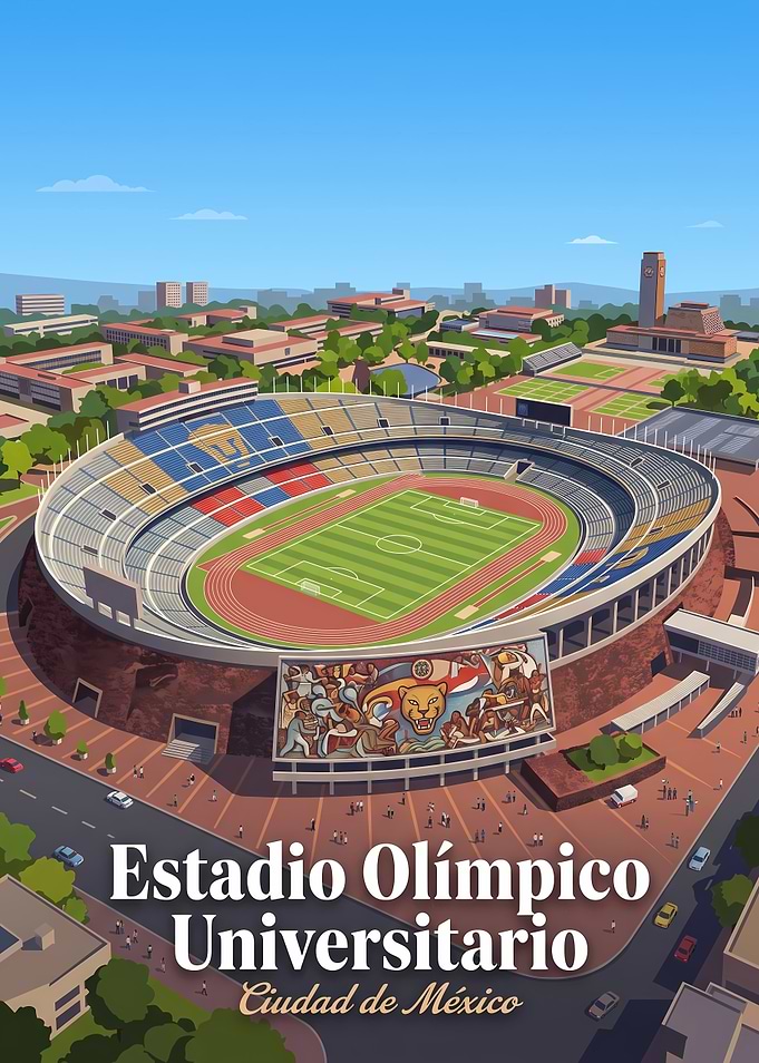 Estadio Olímpico Universitario Mexico City Poster