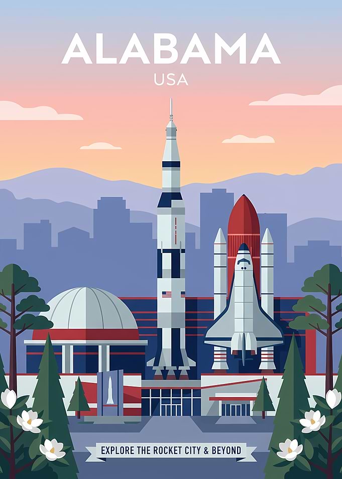 Alabama Rocket City Travel Poster
