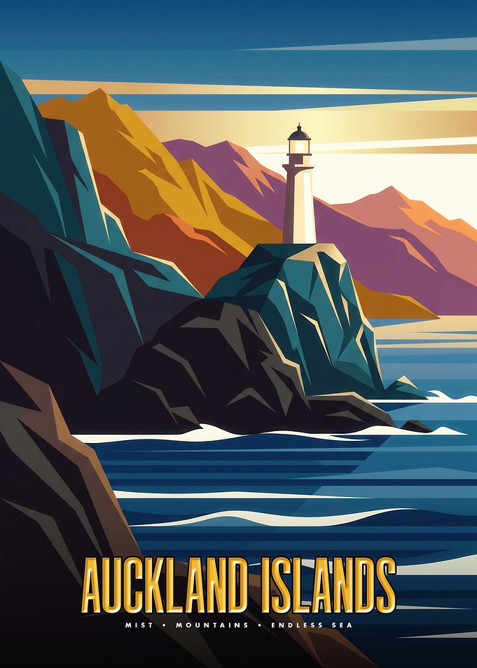Auckland Islands Travel Poster