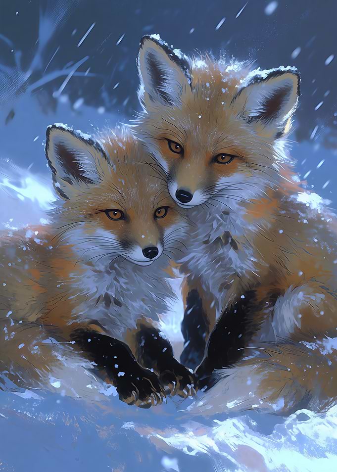 Two Foxes in the Snow