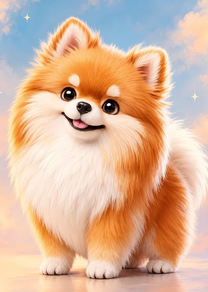 Adorable Fluffy Pomeranian Puppy Portrait