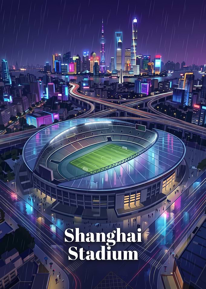 Shanghai Stadium Night Cityscape