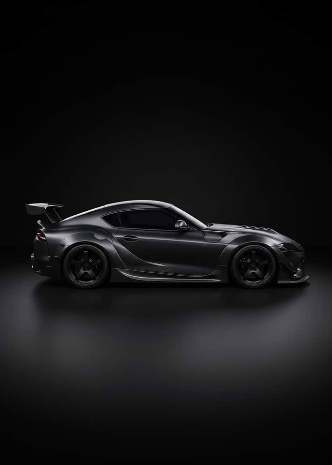 A sleek side profile sport black car minimalist poster