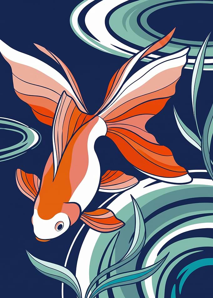 Kingyo — Goldfish in Swirling Water