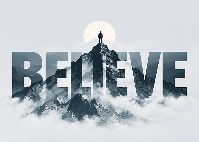 Believe Mountain Peak Inspirational Poster