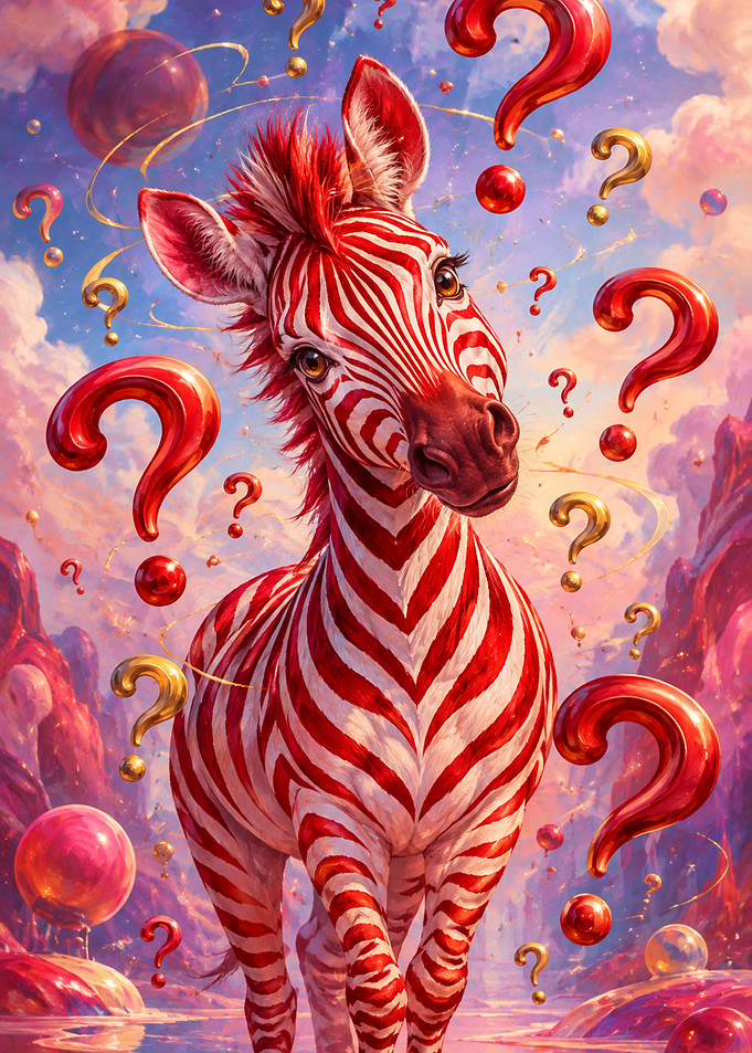 Whimsical Red and White Zebra