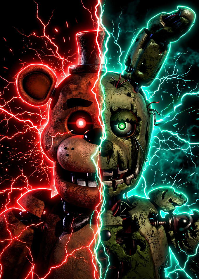 Freddy Fazbear and Springtrap Split Face