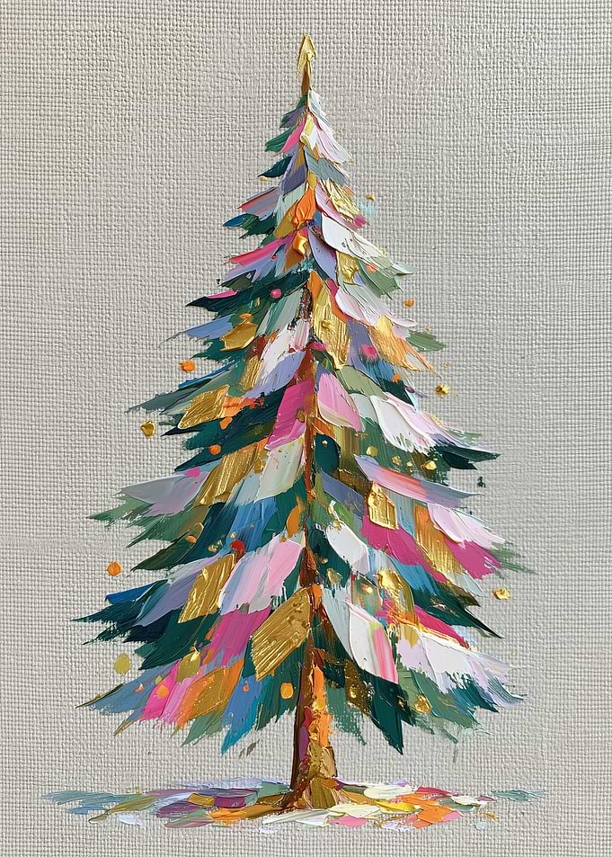 Abstract Impasto Christmas Tree Painting