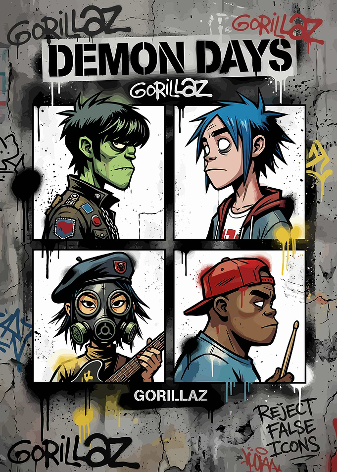 Gorillaz Demon Days Album Art Poster