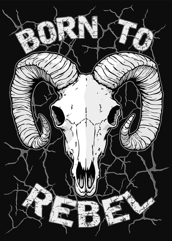 Born to Rebel Ram Skull Graphic