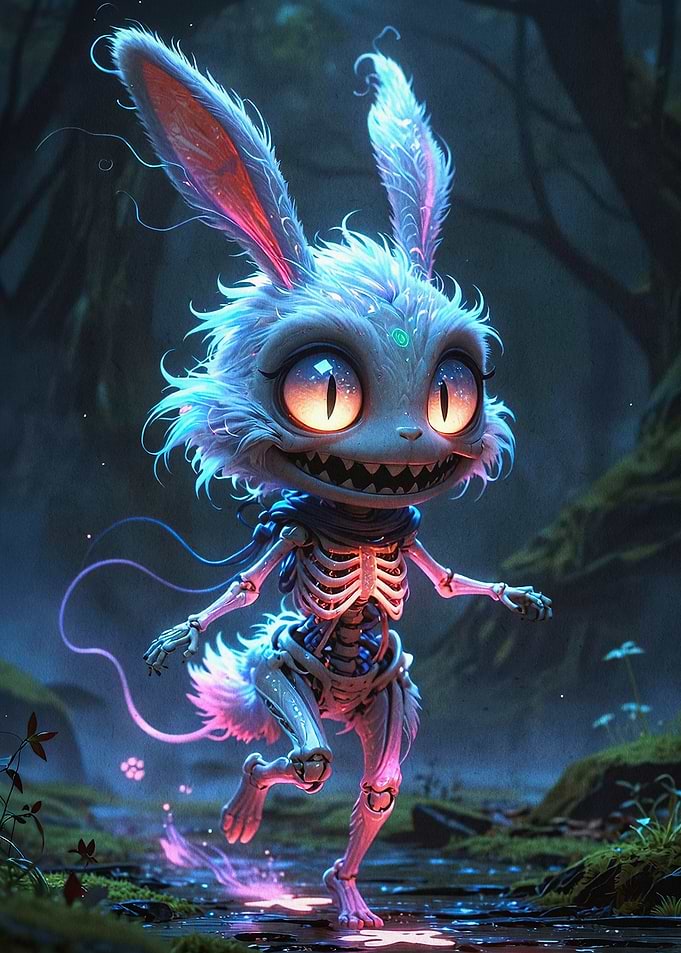 Cyber Bunny Cyberpunk Fantasy Art