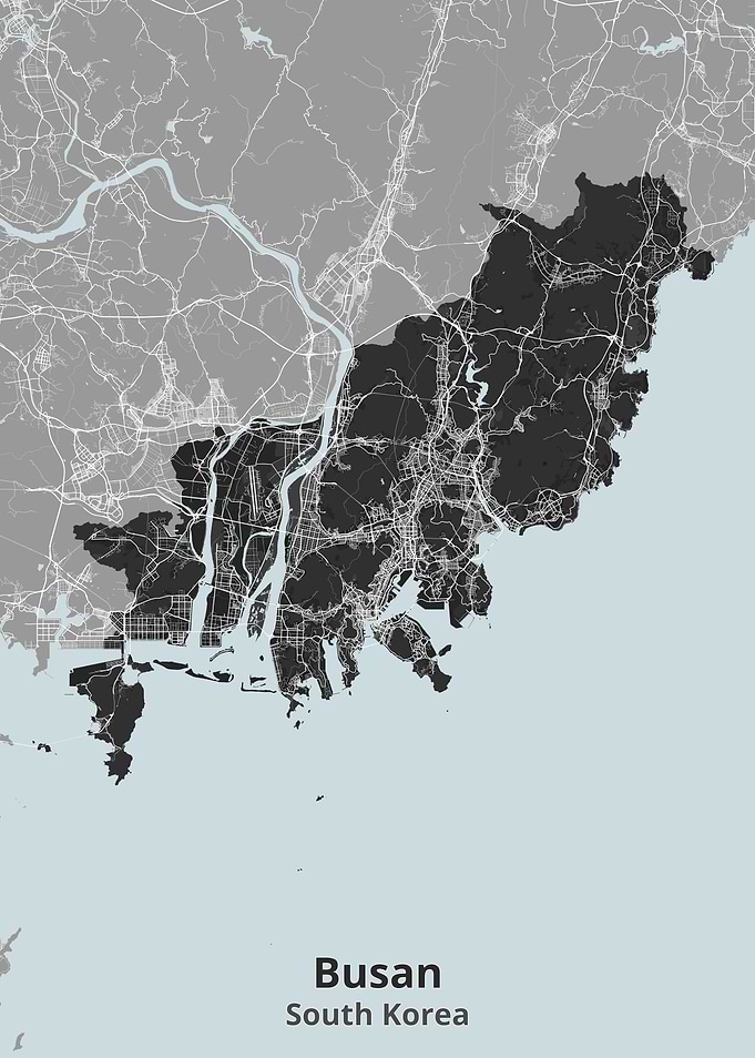 Minimalist Map of Busan South Korea
