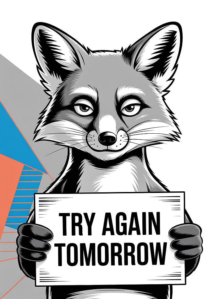 Fox Holding Try Again Tomorrow Sign
