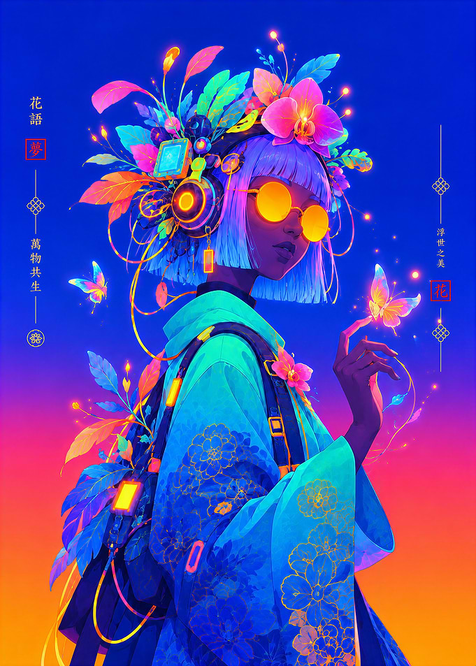 Neon Cyberpunk Anime Girl
