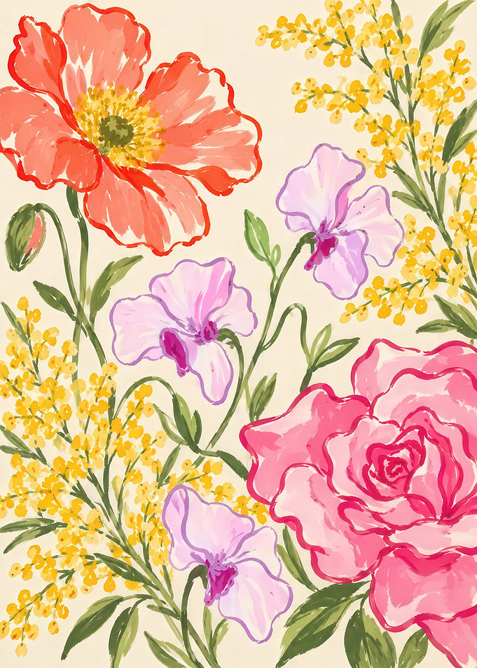 Vibrant Watercolor Floral Bouquet Illustration