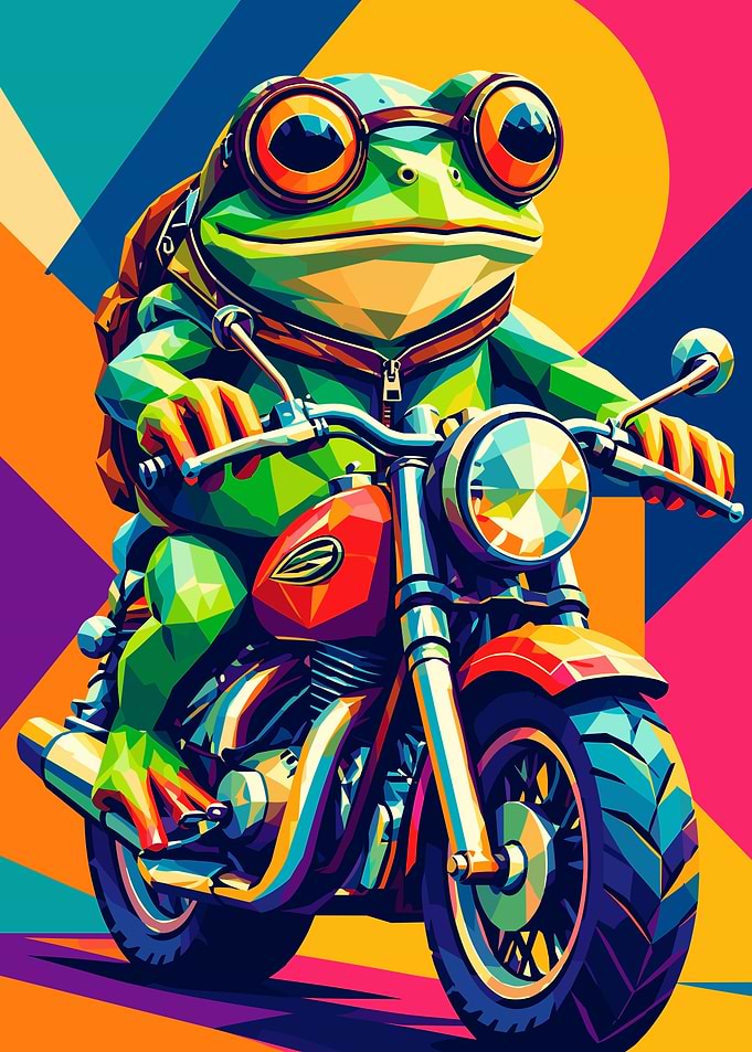 Cool Frog Riding a Motorcycle