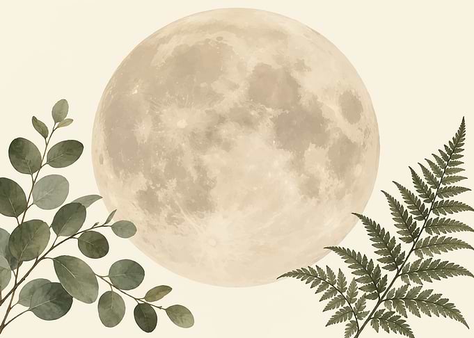 Full Moon with Botanical Foliage
