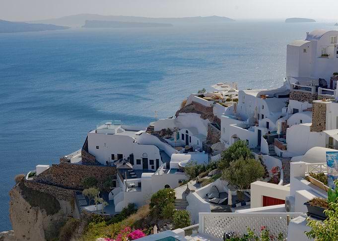 Scenic White Buildings in Santorini Greece