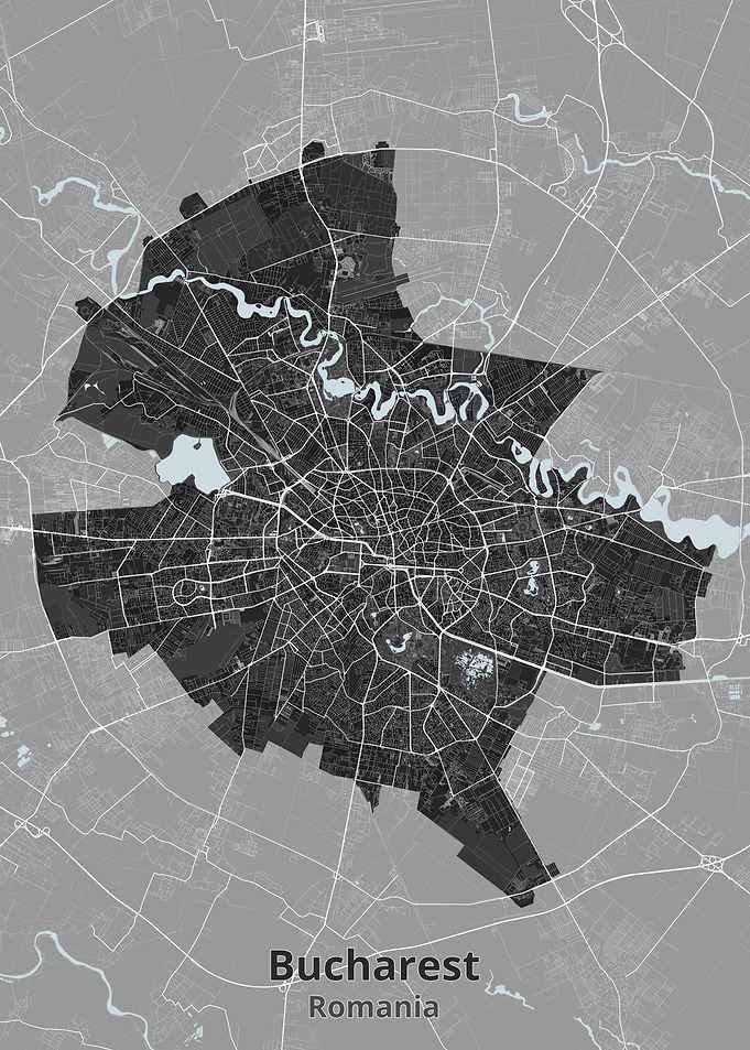 Bucharest Romania City Map Print