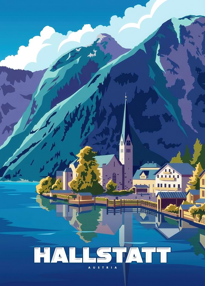 Hallstatt Austria Travel Poster