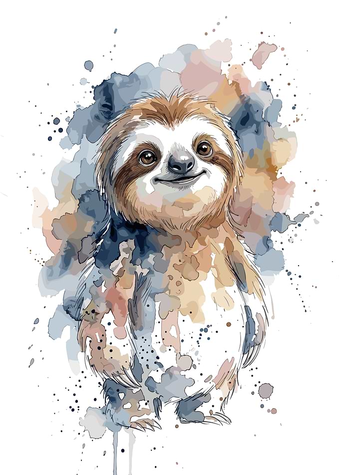 Watercolor Sloth Illustration