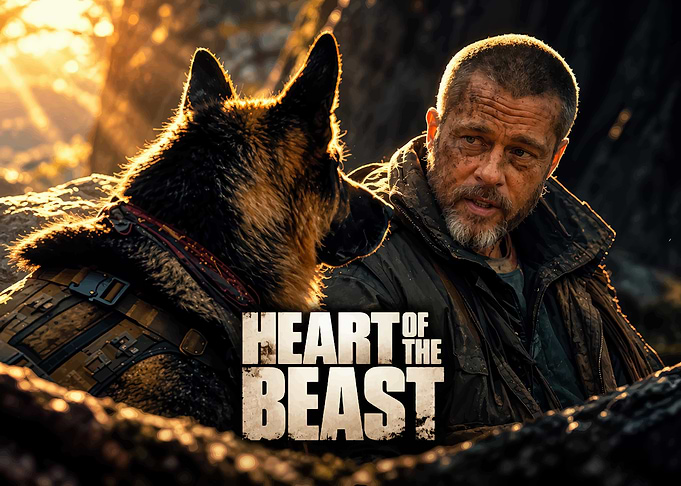 Brad Pitt and Dog Movie Poster