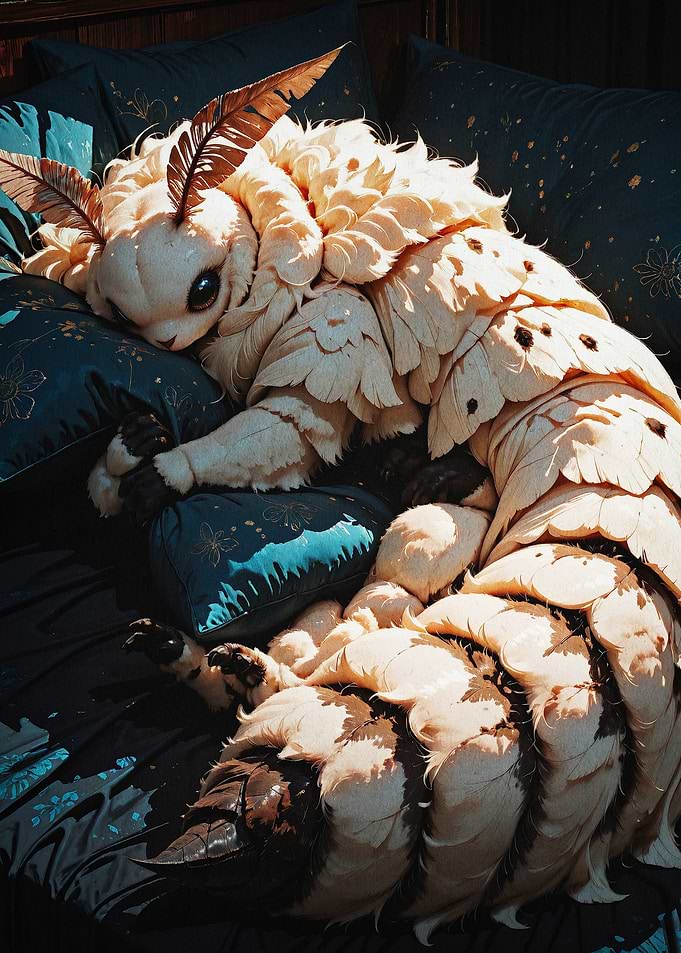 Fluffy Moth Cute Cozy Art Poster