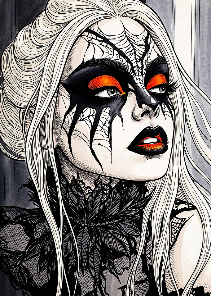 Gothic Spider Web Makeup Portrait