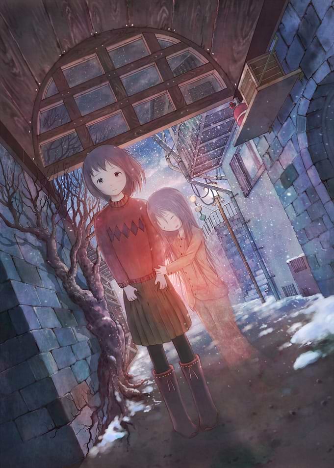 Two Girls in a Snowy Alley