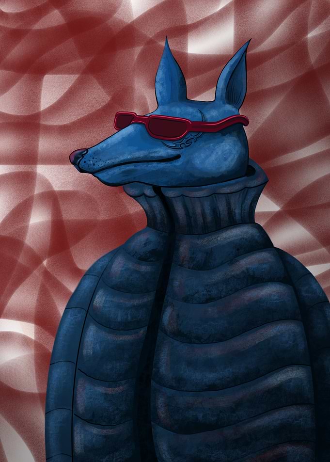 Anthropomorphic Blue Wolf Portrait