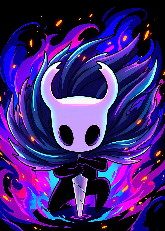 Hollow Knight with Neon Aura