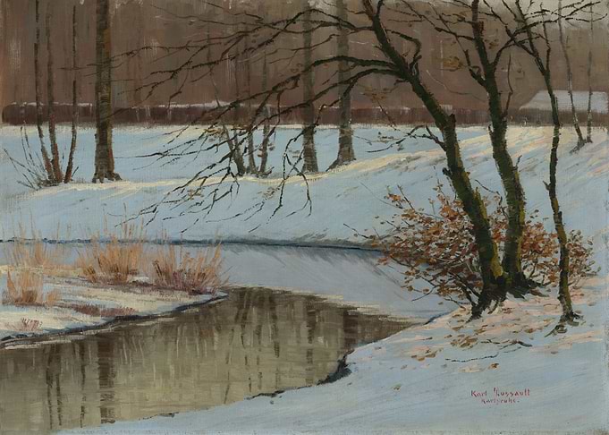 Winter Landscape with Stream Painting
